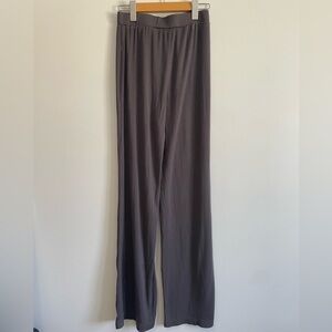 Grey Straight  /Wide Leg Ribbed Soft Pants